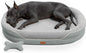 XXL Orthopedic Dog Bed, 53 in. Dog Bed for Large Sized Dogs with Full-Surround Bolsters, Dual-Sided Dog Cooling Beds with Memory Foam, Washable Pet Sofa Couch with Nonslip Bottom, Light Grey