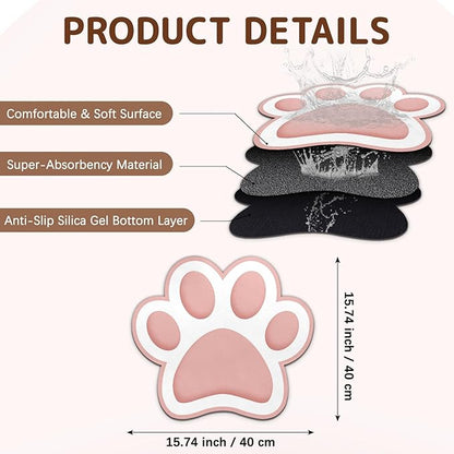 Dog Food Mat for Bowls, Absorbent Quick Dry Dog Cat Mats for Food and Water, Non-Slip Backing Pet Mat Pet Supplies - Pink 15.74 inch