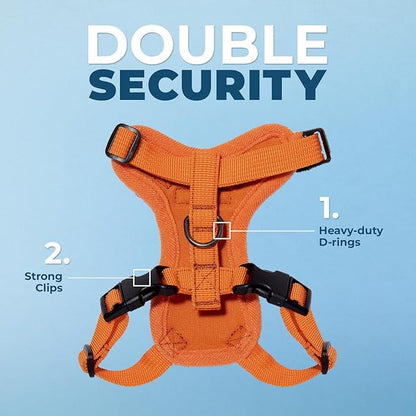 Voyager Escape-Proof Step-in Lock Cat Harness & 5ft Neoprene-Handle Leash Set All-Weather Mesh with Reflective Stitching for Small to Large Cats by Best Pet Supplies, Orange, XXXS