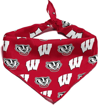 Wisconsin Badgers Officially Licensed Bandana for Dogs and Cats | Fits Pets Great Gift Idea | Easy-to-Tie (Small, 13")