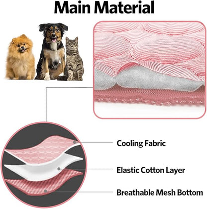 Dog Cooling Mat Pet Cooling Pads Dogs & Cats Pet Cooling Blanket for Outdoor Car Seats Beds (Pink, 28IN * 40IN)