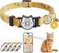 Breakaway Cat Collar with QR Code ID Tag, Adjustable Cotton Kitten Collar with Bell, Scan to Find My Family Personalized Pet Info, Cute Flower Design for Indoor Outdoor Cats,Flower Pendant(Yellow)