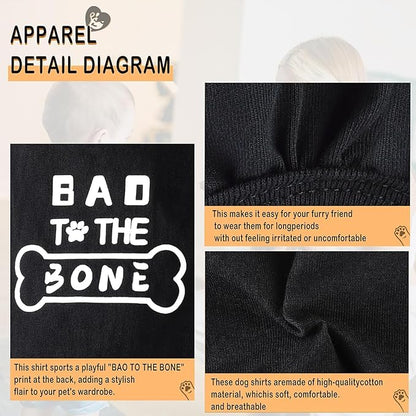 Discover Cozy Cotton Canine Wear: Soft, Lightweight, and Breathable Dog Shirt Vest with Eye-Catching Graphics(Bad to The Bone), Keeping Your Furry Friend Warm and Comfy! Grey M