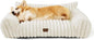 Bedsure ComfyFleece™ Cute Dog Couch for Medium Dogs - As Seen on TV on Good Day New York, Dog Couch Bed with Removable, Washable Cover, Supportive Pet Sofa, for Medium Large Dogs, 36inch, Cream