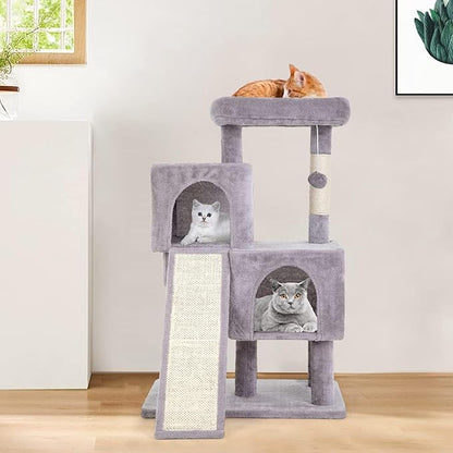 Cat Tree Tower, 36.4" Small Cat Tower for Indoor Cats with Cat Scratching Post with Bed, Cat Condo, Hang Ball, Multi-Level Cat Climbing Tower Cat Trees Cat Furniture Activity Center, Ashy