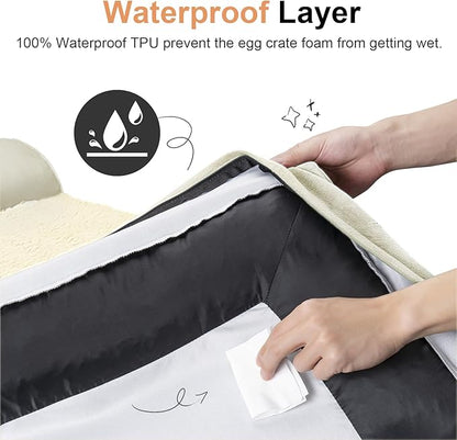 Small Dog Bed Orthopedic Washable: Beds Bolster Small Sized Dogs Bed Egg Crate Foam Couch Sofa Waterproof with Removable Cover - Beige