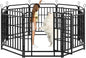 Dog Fence Outdoor 8 Piece Panels 32" Height, Square Steel Pipe with Reinforced Crossbars, Anti-Rust Heavy Duty Dog Playpen with Doors Portable for Yard RV Camping, Total 18FT, 25 Sq.ft, Snowy Black