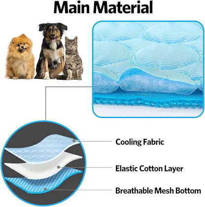 Dog Cooling Mat Pet Cooling Pads Dogs & Cats Pet Cooling Blanket for Outdoor Car Seats Beds (Blue, 28IN * 40IN)