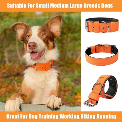 Heavy Duty Tactical Dog Collar - 1.5" Width Military Durable Thick Nylon with Adjustable Metal D Ring & Buckle Working Training K9 Collar for Medium Large Dogs (S(14"-17"), Orange)