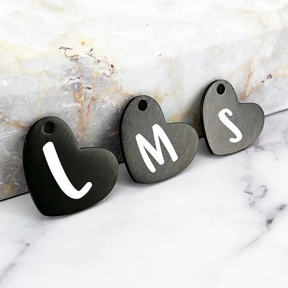Ultra Joys Dog ID Tag, Custom Dog Tag Personalized Cat Tag, Pet ID Tag, Brushed Stainless Steel Heart Cat Tags Pet Tags, Brushed Stainless Steel Heart Dog Tag Black Large