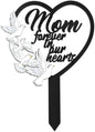 BUoonyer Stake Graves Cemetery Decorations - Mom Metal Memorial Grave Markers, Mother Heart Graveyard Sympathy Plaque, Dove Remembrance Graveside Burial Decor Sign for Outside Yard Garden