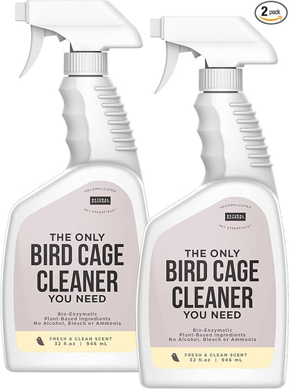 Natural Rapport Bird Cage Cleaner - The Only Bird Cage Cleaner You Need - Bird Poop Spray Remover, Naturally Removes Bird Waste (2 Pack, 32 Oz)
