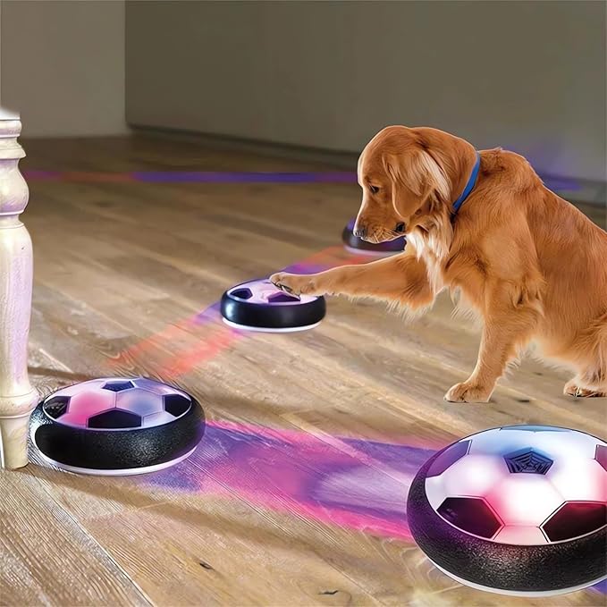 Ivieicip Active Gliding Disc - 2023 New Light up Indoor Soccer Ball Games Rolling for Dogs, Interactive Automatic Self Moving Dog Toys, Flying Saucer Aggressive Chewers (Silent)