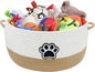 Dog Toy Basket,Large Dog Toy Storage Woven Rope Basket ,Dog Toy Bin with Comfortable Handles,for Dog Cat Storage Organizer,Blanket & Leash Storage,Toys,White & Brown