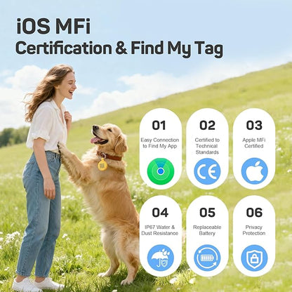Plike Smart Pet Tracker for Apple Find My (iOS only), Dog Tracker Tag with Silicone Cover, Scan QR for Instant Location Alerts, No Monthly Fee, Anti-Lost Tracker for Dogs & Cats