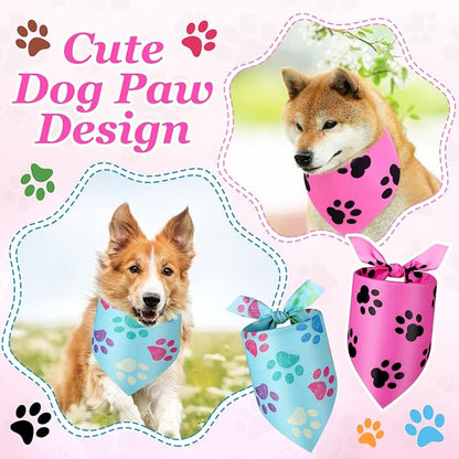 Abbylike 50 Pcs Paw Print Dog Bandanas Bulk Cute Footprint Bandanas for Dogs Triangle Kerchief Bib Scarf for Pets Halloween Party Costume Photo Props Daily Accessories Pet Shops (19.7 x 13.8 x 13.8)