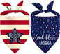 4th of July Dog Bandanas, Patriotic Party Pet Decorations 2 Pack, Adjustable Independence Day Holiday Bandana American Flag Triangle Bibs Cat Scarf Set