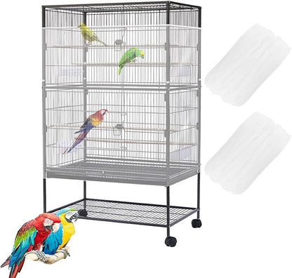 Bird Cage Seed Catcher,Large Birdcage Net Cover,Bird Cage Accessories for Parrot Parakeet Cockatiels Conures Macaw African Round Square Cages(118 * 31inch)