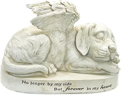 Bellaa Dog Statues 10 Inch Angel Wings Labrador Golden Retriever Puppy Pet Outdoor Garden Memorial Monument Grave Marker Tribute Stone Finish Sculptures Home Decor