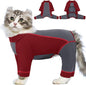 SUNFURA Hair Sticky Cat Clothes, Cat Sweater for Cats Only, 4-Legged Fleece Sweaters Kitten Pajamas Reduce Shedding Fur, Warm Pullover Shirts for Cats, Red XL