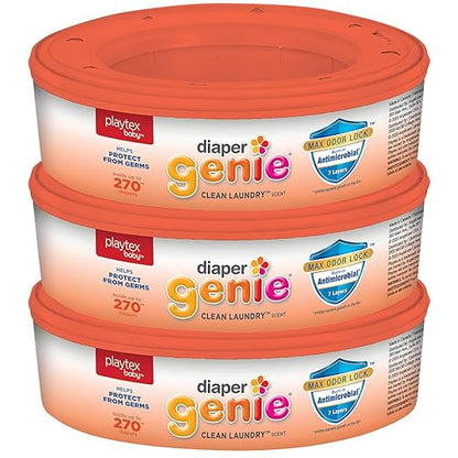 Diaper Genie Complete Pail (White) | Includes 3 Refills that hold up to 810 newborn-size diapers | Includes 1 Carbon Filter