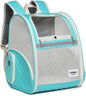 Cat Backpack Carrier for Small Dogs and Medium cat Puppy Kitten Bunny Pet Carrier Backpack Collapsible with Fully Ventilated Mesh with Safety Leash (LightGreen, 12.9" L x 10.62" W x 15.5" H - M)