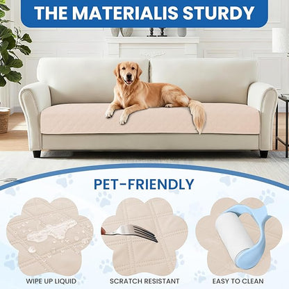 Waterproof Dog Bed Cover Pet Blanket, Soft Couch Cover for Dogs Washable, Non-Slip Dog Blanket Protect Furniture Couch Sofa Car for Puppy Large Dogs Cat (40x50 Inch, Beige)