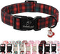 Christmas Dog Collar for Small Dogs - Vintage Red Green Tartan Christmas Collars for Dogs, Soft Adjustable Winter Holiday Dog Collars with Quick Release Buckle S