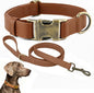 Dog Collar and Leash Set,Leather Silicone Waterproof Odor-Proof Dog Collar and Leash for Large Dogs, Soft Flexible Dog Collars, Durable Thick Adjustable Pet Collar (Brown, Large (14.5-24" Neck))