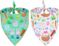 PTDECOR Easter Dog Bandana, Reversible Rabbit Easter Egg Dog Scarf, Multi Size, White Green Bandanas for Medium Large Dogs Pets (White&Green, Large)