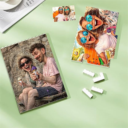 NAZENTI Custom Photo Building Block gifts for Couple, Personalized Couple Photo Caricatures Block for Him Husband, Couples Puzzle Funny Gift for Valentine, Birthday Present For Her, Home Decor