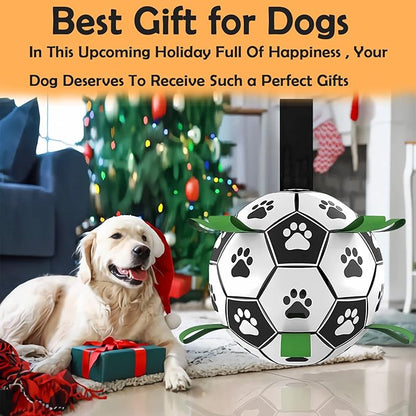 Ropes Soccer Balls Toy - Interactive Dog Toys for Tug of War, Puppy Birthday Gifts, Water Toy, Durable Balls World Cup for Large Dogs (9 Inch)