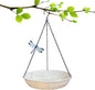 Hanging Metal White Birdbath with Gold spot 11 inches Wildbird Bird Feeder for Outdoor with Black Chains for Garden Yard Decor