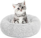 MIXJOY Calming Cat Beds for Indoor Cats, 20'' Kitten Donut Bed for Pet Up to 15lbs, Fluffy Small Cat Cuddler Bed, Anti-Anxiety Plush Faux Fur Large Cat Bed Washable (20'', Grey)