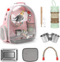 Rypet Bird Carrier Backpack Parrot Portable Breathable Bag Pet Bird Lightweight Travel Cage with Standing Perch and Stainless Steel Tray（Pink）