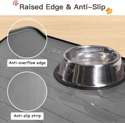 Largest Dog Food Mat, 39.5"x29.5" Silicone Dog and Cat Mat for Food and Water Bowls, Thinken Waterproof Non-Slip XXXL Pet Feeding Mat for Floors (Brown)