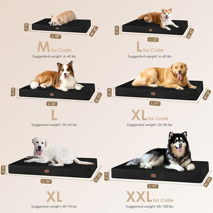 EHEYCIGA Waterproof Dog Bed Orthopedic 47"x29", Memory Foam Pet Bed for XXLarge Dog Bed, Washable Pet Mat with Removable Cover, Black