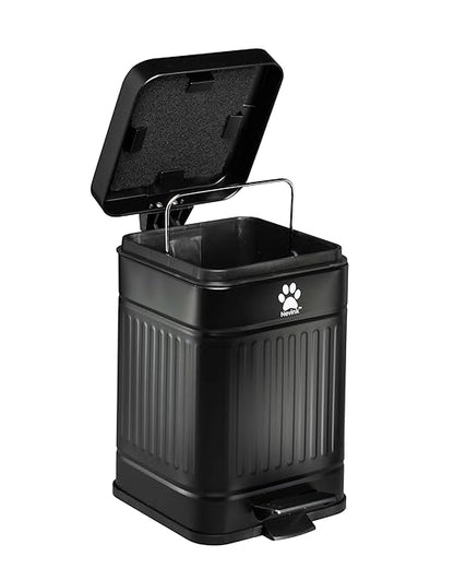 Dog Poop Trash Can Outside - Outdoor Dog Waste Trash Can with Lid - Odor Proof Waste Station Container for Backyard - 5L/1.3Gal (Black)