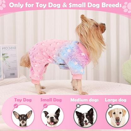 Dog Pajamas Small Girl Female, Warm Winter Extra Small Dog Clothes, Cute Fleece Puppy Sweater 4 Legs, Jumpsuit Soft Doggie Onesies Pet Apparel Outfits, Pink