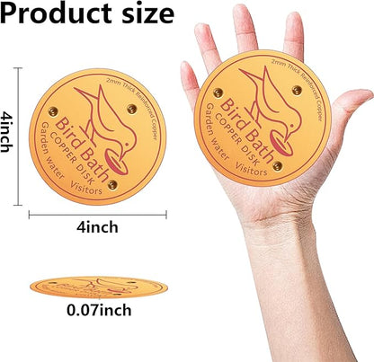 2 Pcs Bird Bath Copper Disk, 2mm Thick Reinforced Copper Cleaning Disk with Triple-Point Support, Purify Water All Year Round, Universal Fit for Outdoor Birdbaths, Bowl