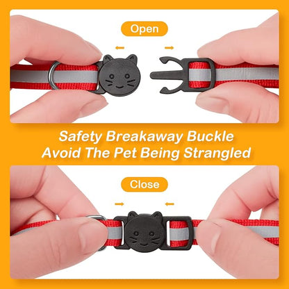 14 Pack Airtag Cat Collar Reflective-Breakaway with AirTag Holder and Bells,Adjustable 7.5''-12.5'',Safety Kitten Collar, Ideal for Girl Boy Cats,Pet Supplies,Stuff(12 Colors and 2 AirTag Holders).