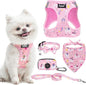 PUPTECK Adjustable Dog Harness Collar and Leash Set, Step in No Pull Pet Harness for Small Medium Dogs Puppy Cats Outdoor Walking, Soft Mesh Padded Reflective Vest Harnesses, Light Pink Alpaca, S
