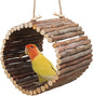 Natural Apple Wood Parrot Hammock & Tree Caves - Bird Cage Accessories for Little Bird, Parakeets, Cockatiels, Lovebirds & Hamsters (6.49" Diameter)