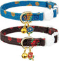2 Pack Cotton Breakaway Cat Collar Blue and Black Rose Pendant Cute Kitten Cat Collar with Bell
