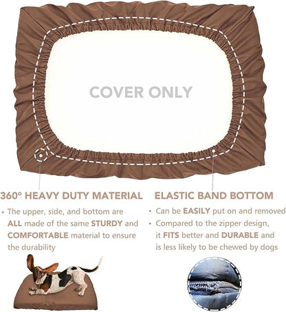 Dog Bed Cover Waterproof Replacement Machine Washable Covers for Dog Bed Heavy Duty Scratch Resistant Mattress Protector Pet Bed 36x27 Inch Brown Cover Only