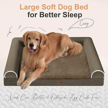 Large Dog Bed Orthopedic Washable: Beds Bolster XL Bed Big XLarge Dogs Memory Foam Sofa Couch Waterproof Removable Cover - Brown