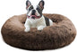 JOLLYVOGUE Calming Dog Bed Large Size Dog, Anti-Anxiety Donut Large Pet Bed, 36 inches Fluffy Faux Fur Round Cat Bed, Fits up to 75 lbs Pets (Coffee)