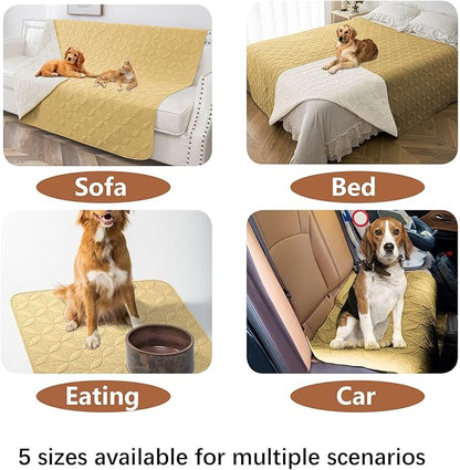Waterproof Dog Blanket, 52x82 inches Pet Couch Covers for Sofa, Bed Furniture Protector from Dogs Washable and Reversible-Sand+Cream