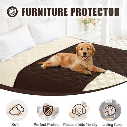 Smiry Waterproof Dog Bed Cover Blanket 30x53, Soft Reversible Pet Blanket, Washable Leakproof Cats Dogs Couch Cover for Sofa, Couch, Furniture, Chocolate/Beige