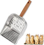 Litter Scooper, Metal Litter Scoop, Pooper Scooper with Wooden Handle, Cat Litter Scoop, Metal Scooper & Speed Sifter Deep Shovel Scoop Filter for Litter Box (Easy Assembly)
